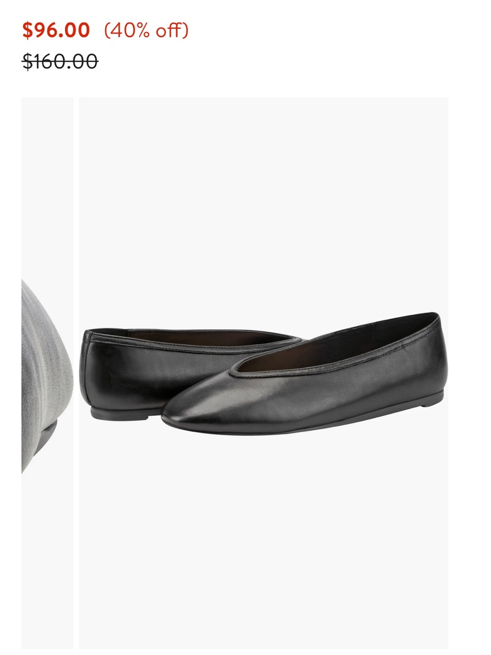 Steve Madden Black Leather Pointed Ballet Flats